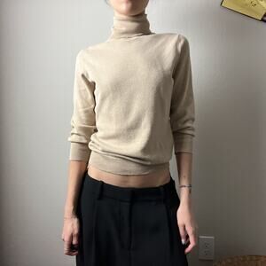 90s vtg banana republic beige silk cashmere minimalist turtleneck sweater top